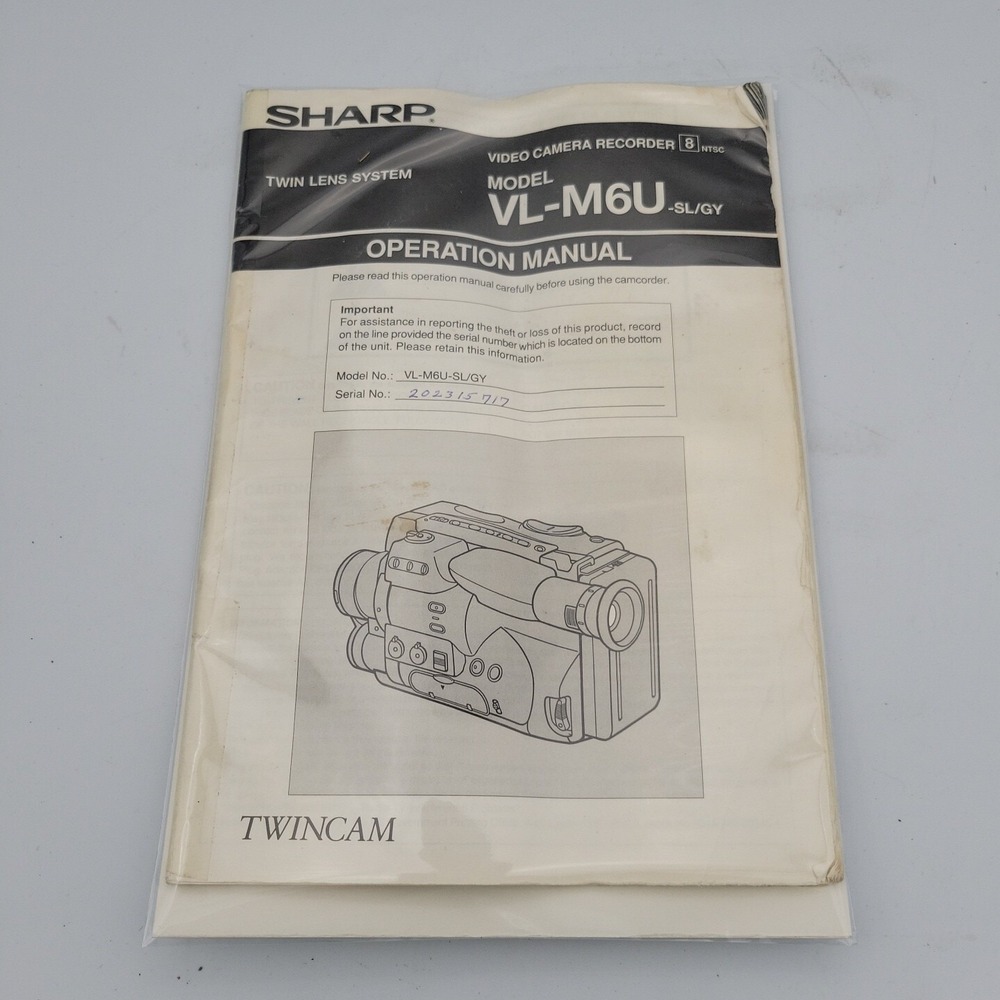Sharp VL-M6U-SL/GY TwinCam Video Camera Operation Manual Instructions VL-L72U